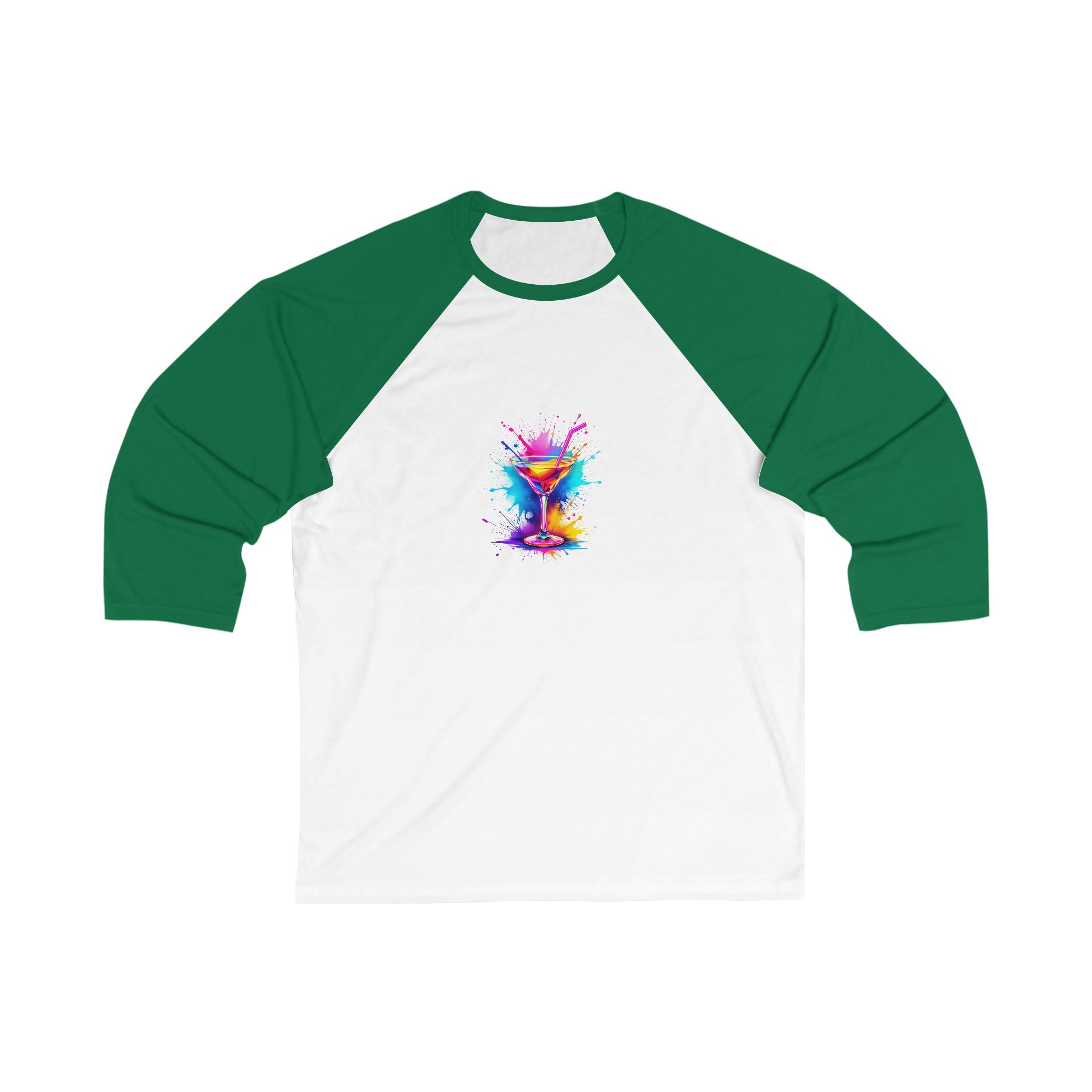 Colorful Splash Cocktail Baseball Tee, Fun Unisex Shirt, Bar Nights, Summer Parties, Drink Lover Gift, Casual Everyday Wear