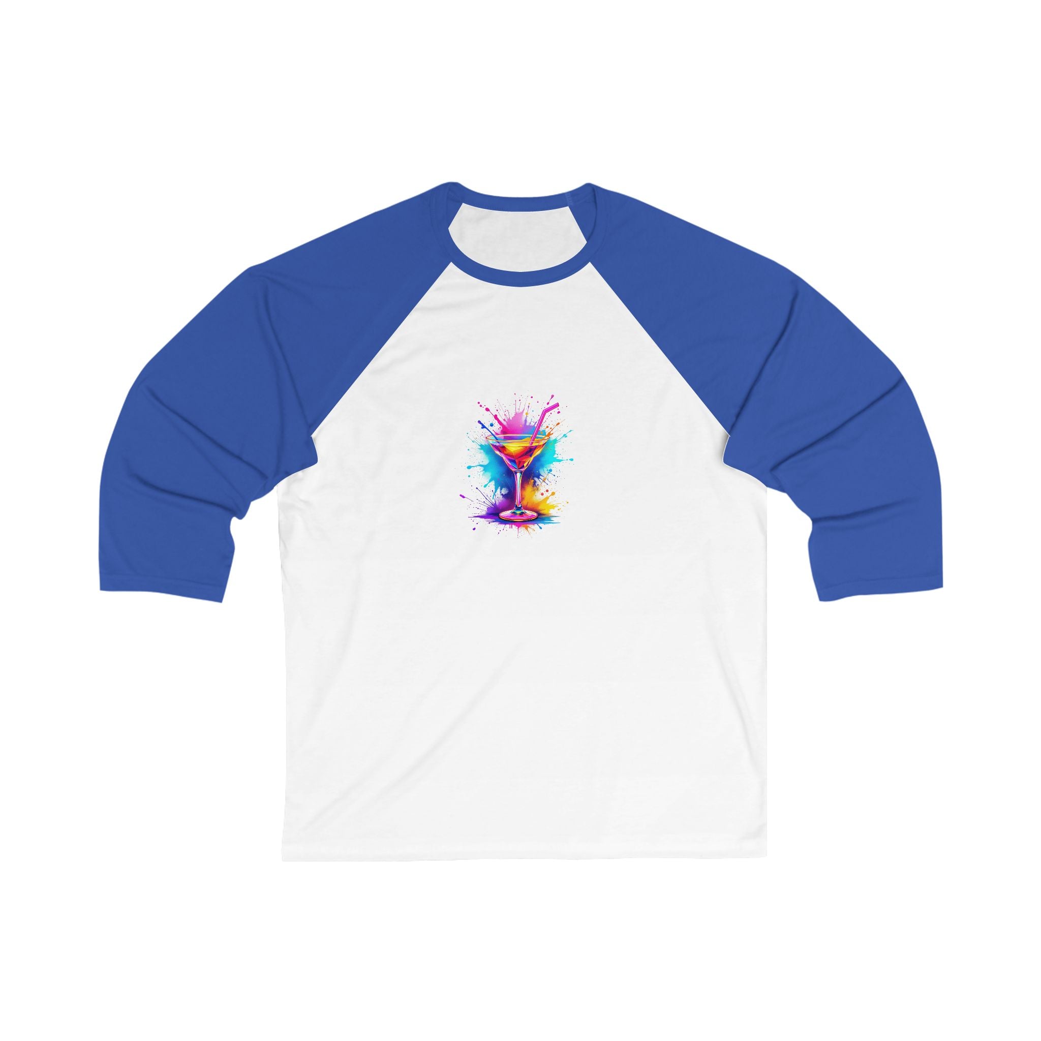 Colorful Splash Cocktail Baseball Tee, Fun Unisex Shirt, Bar Nights, Summer Parties, Drink Lover Gift, Casual Everyday Wear