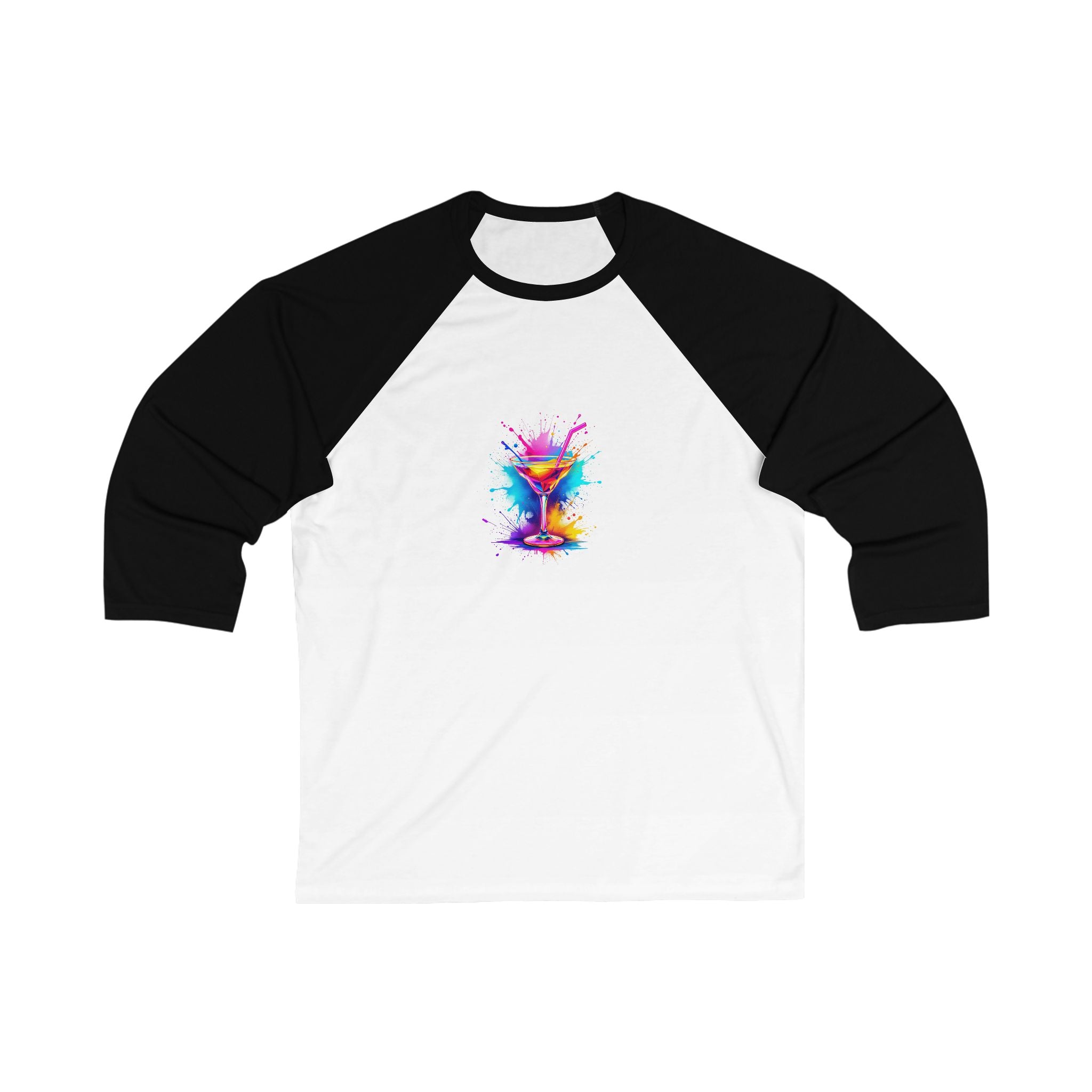 Colorful Splash Cocktail Baseball Tee, Fun Unisex Shirt, Bar Nights, Summer Parties, Drink Lover Gift, Casual Everyday Wear