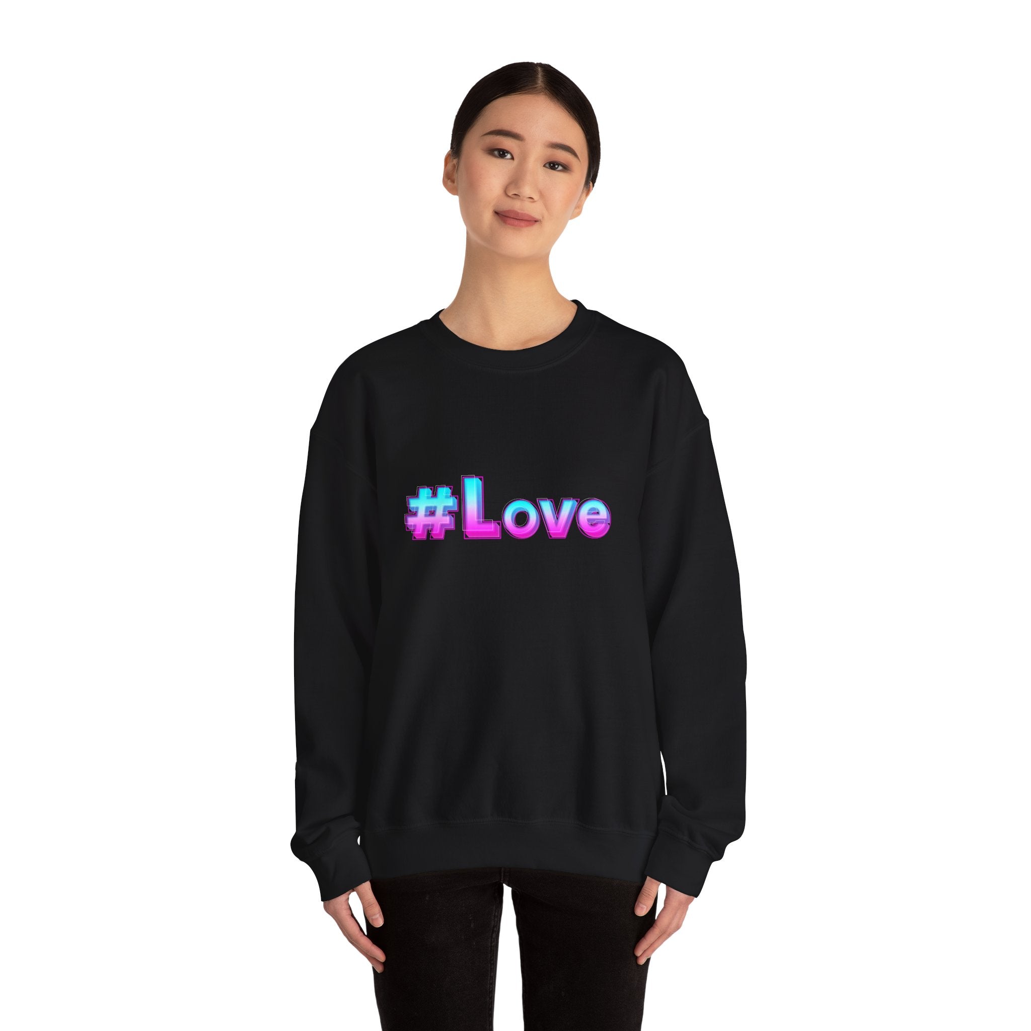 Colorful #Love Crewneck Sweatshirt for Cozy Vibes, Perfect Gift for Friends, Family, Valentine's Day, Everyday Wear, Casual Style