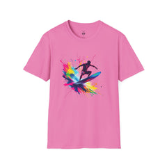 Colorful Surfing Unisex T-Shirt, Casual Beach Wear, Summer Vibes, Gift for Surfers, Beach Lovers, Graphic Tee