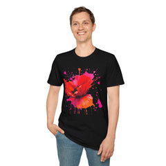 Vibrant Poppy Unisex T-Shirt, Colorful Art Tee, Summer Fashion, Gift for Nature Lovers, Casual Wear, Statement Piece