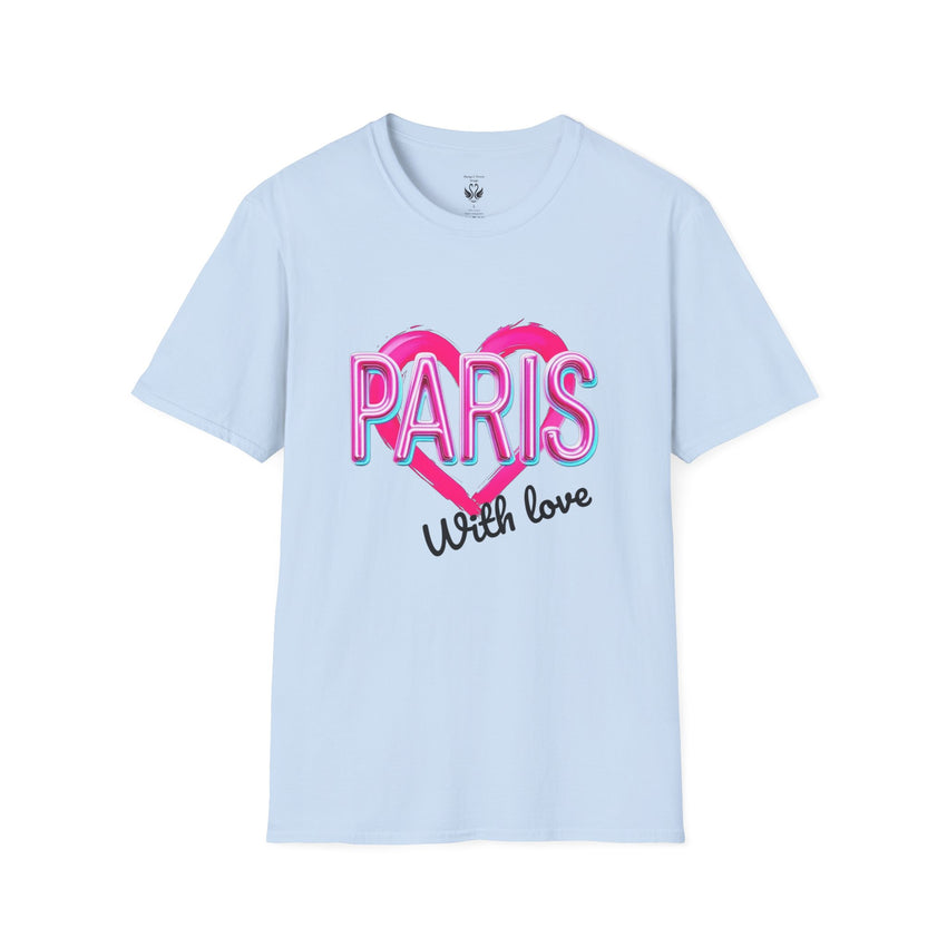 Paris with Love Unisex T-Shirt, Trendy Graphic Tee, Fashionable Gift, Casual Wear, Travel Souvenir, Unique Statement Shirt