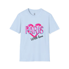 Paris with Love Unisex T-Shirt, Trendy Graphic Tee, Fashionable Gift, Casual Wear, Travel Souvenir, Unique Statement Shirt