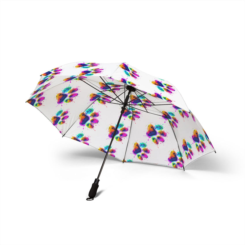 Colourful Paw Print Artistic Umbrella - Semi-Automatic Foldable Design