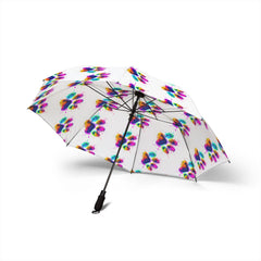 Colourful Paw Print Artistic Umbrella - Semi-Automatic Foldable Design