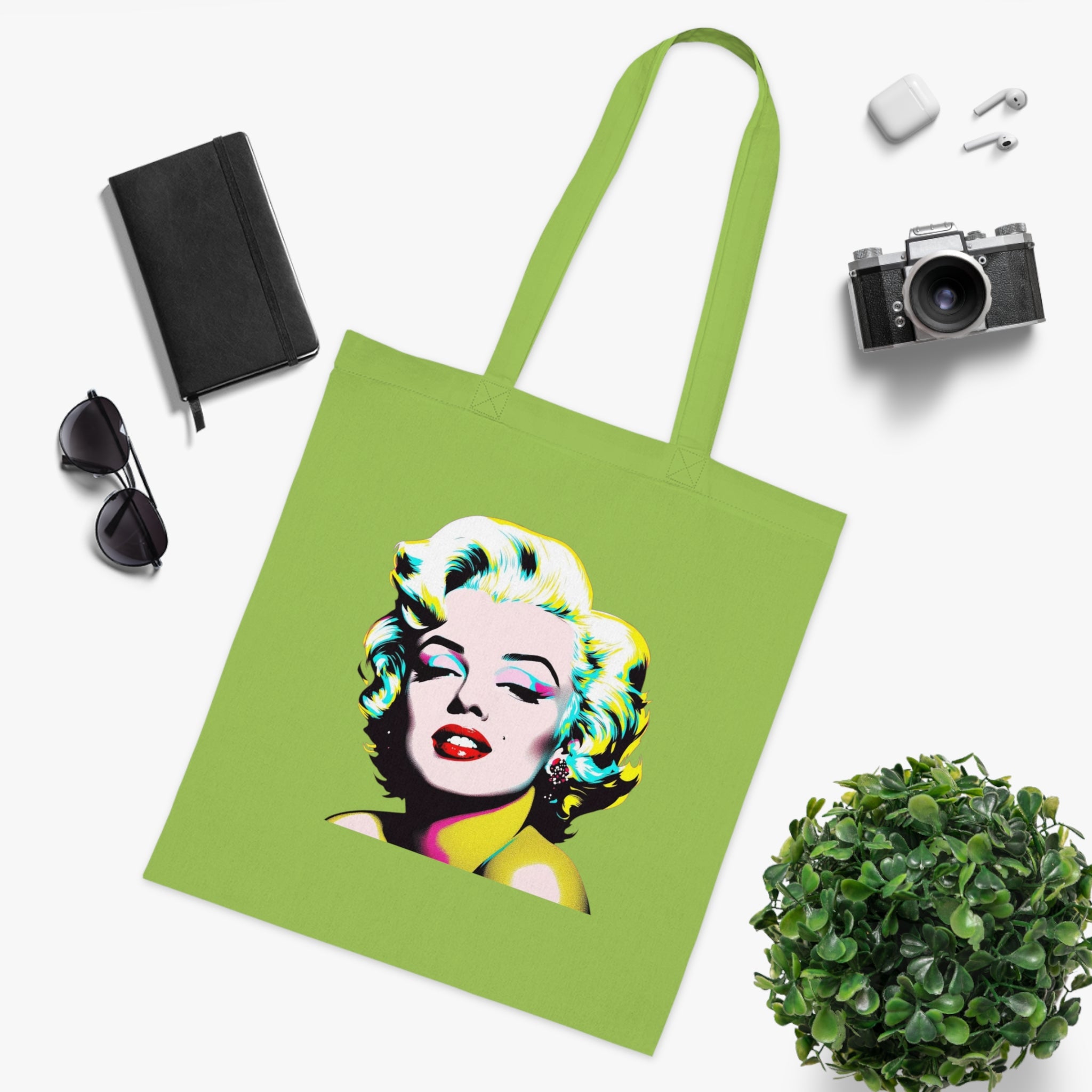 Marilyn Pop Art Cotton Tote Bag, Eco-Friendly Shopping Bag, Fun Beach Tote, Vintage Style Handbag, Gift for Art Lovers