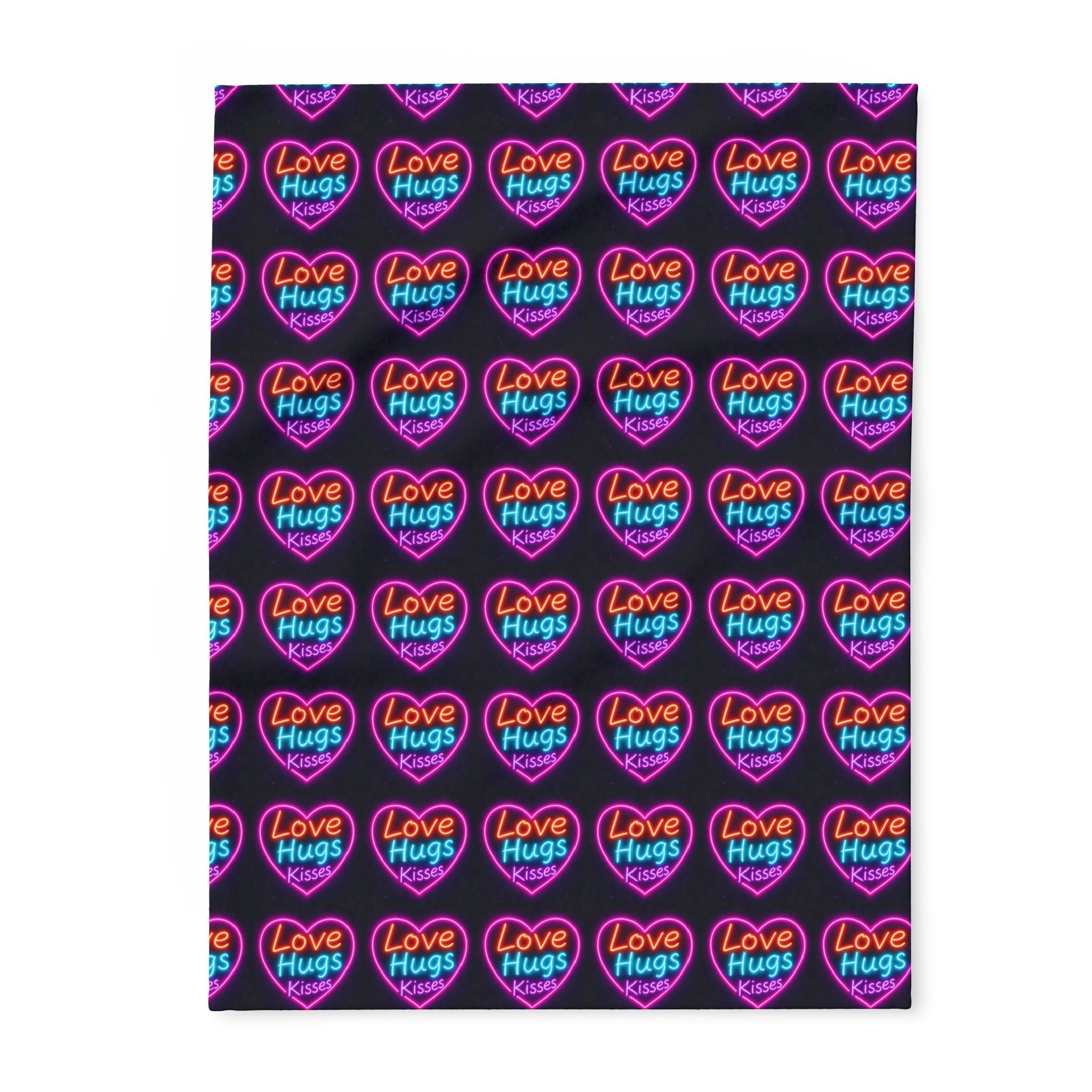 Vibrant Love Hugs Fleece Blanket - Cozy Heart Design for Comfort and Warmth