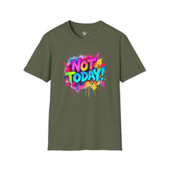 Colorful 'Not Today' Unisex Softstyle T-Shirt, Casual Tee, Statement Shirt, Funny Gift, Everyday Wear, Graphic Print Shirt