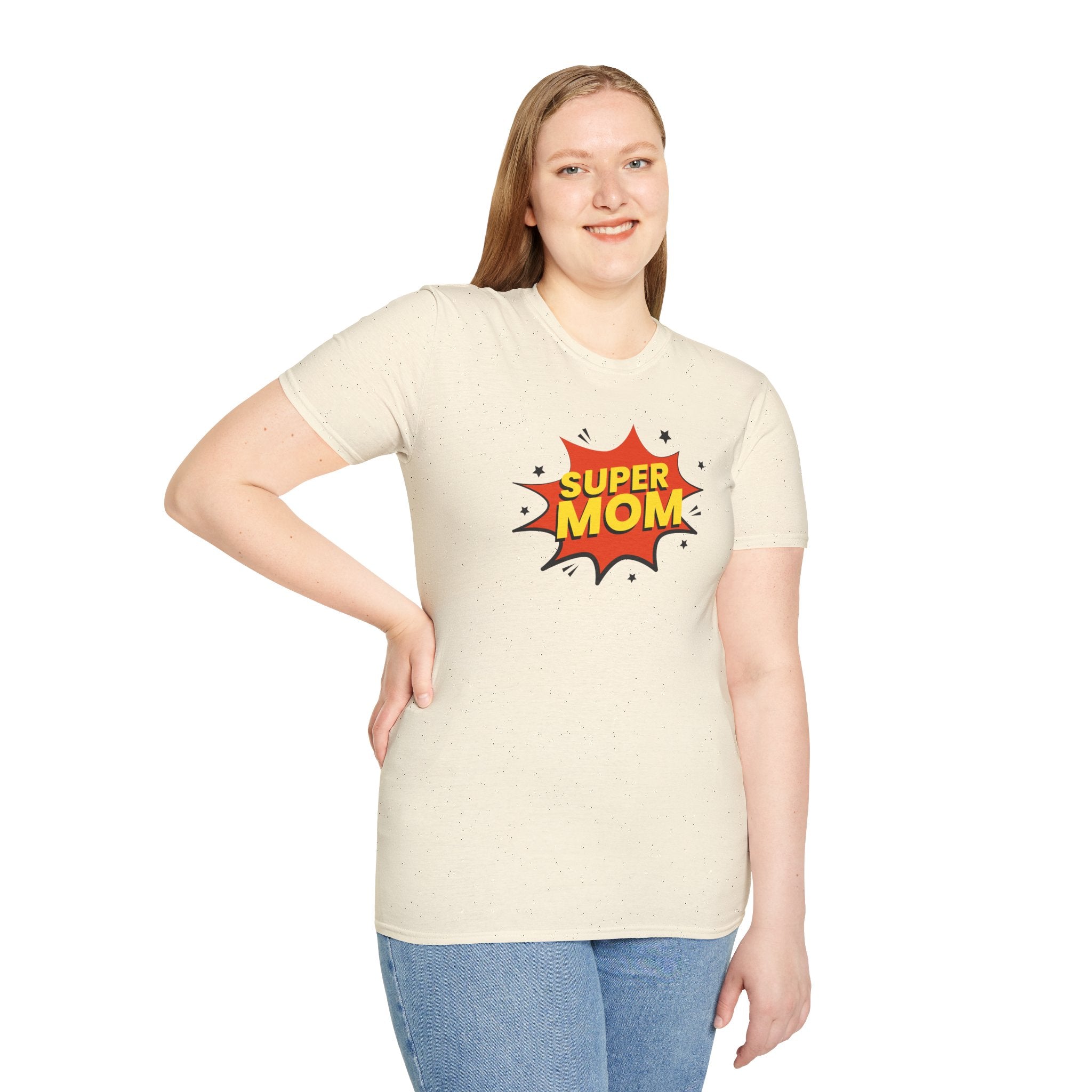 Super Mom Unisex Softstyle T-Shirt | Gift for Mother's Day, Funny Mom Tee, Birthday Present for Mom, Family Apparel, Casual Wear