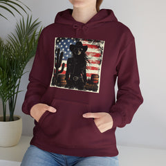 Western Cowboy Hoodie - Unisex Heavy Blend Sweatshirt, American Flag Design, Fashion Statement, Gift for Him, Cozy Apparel