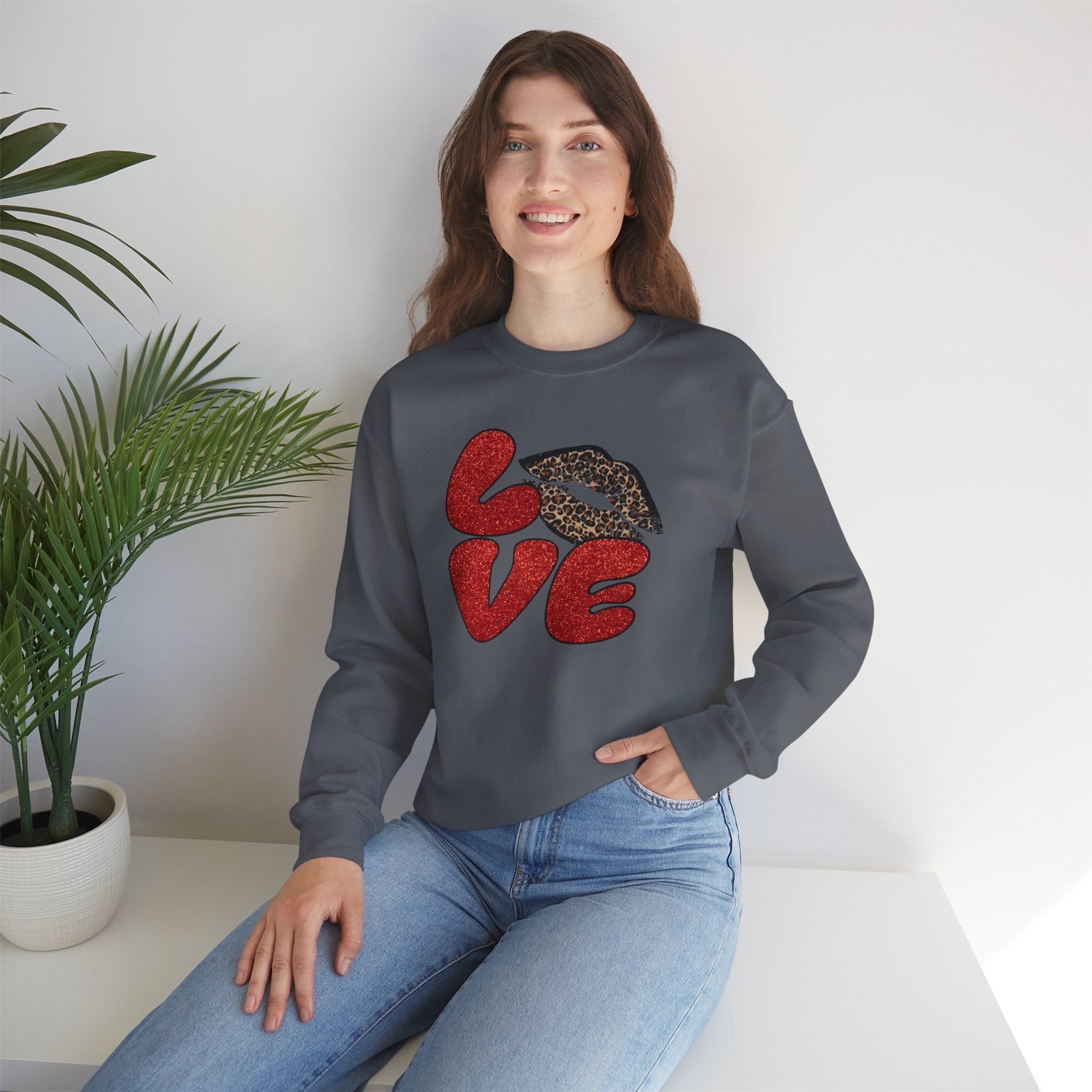 Love Graphic Sweatshirt, Cozy Crewneck for Couples, Valentine's Day Gift, Trendy Casual Wear, Fashionable Lounge Top