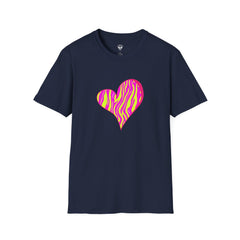 Pink Zebra Heart Unisex T-Shirt, Custom Love Shirt, Casual Wear, Gift for Her, Trendy Summer Tee
