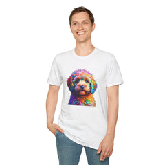 Colorful Puppy Art T-Shirt, Animal Lover Gift, Pet Owner Apparel, Fun Fashion for Dog Lovers, Unique Graphic Tee