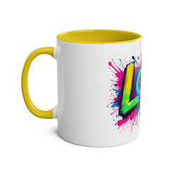 Colorful Love Coffee Mug - 11oz Two-Tone Mug for Valentine's Day & Everyday Joy