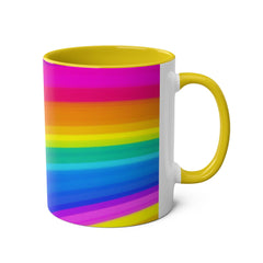 Vibrant Rainbow Two-Tone Coffee Mug - 11oz Colorful Drinkware