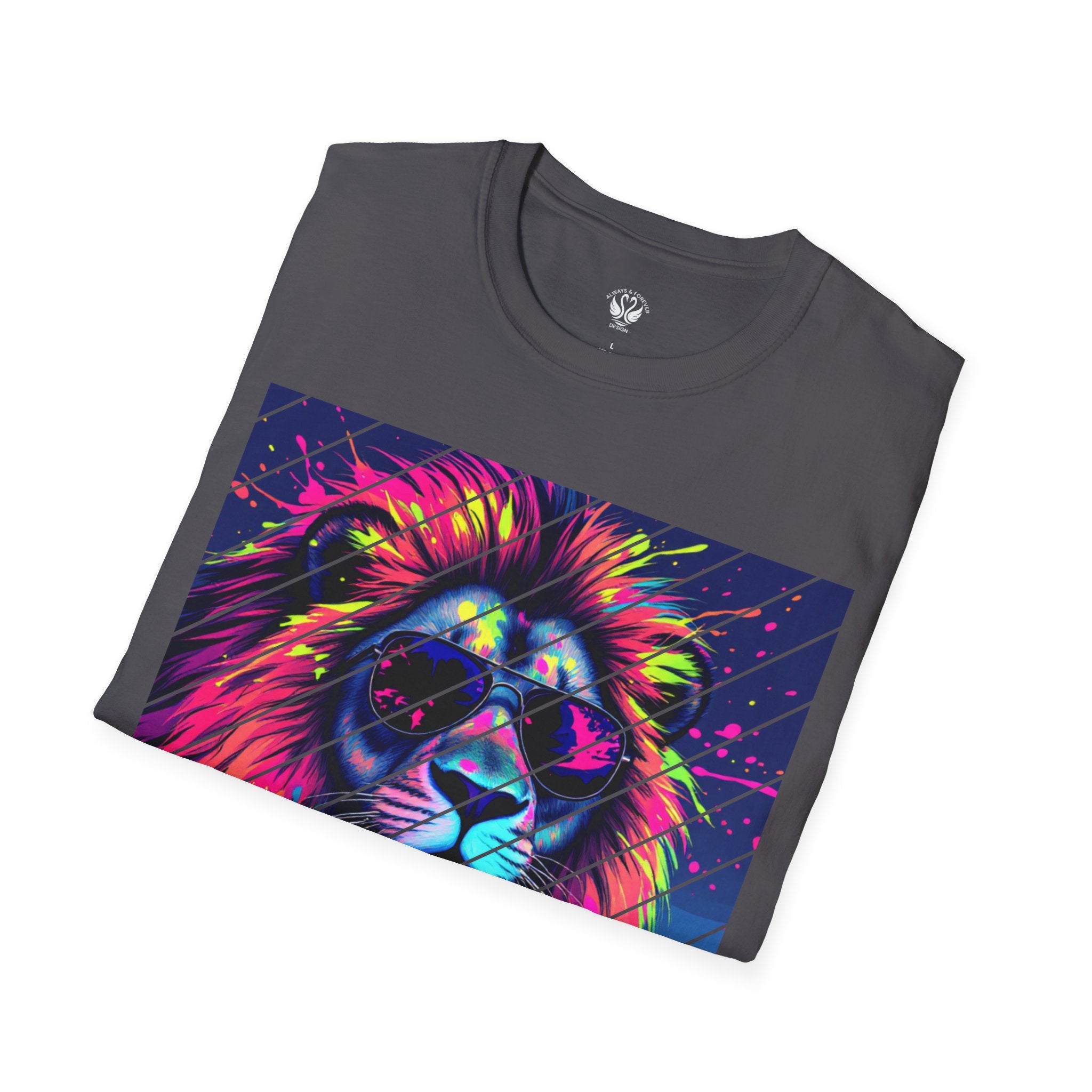 Vibrant Lion Graphic T-Shirt, Colorful Unisex Tee, Gift for Animal Lovers, Trendy Casual Wear, Perfect for Birthdays and Celebrations