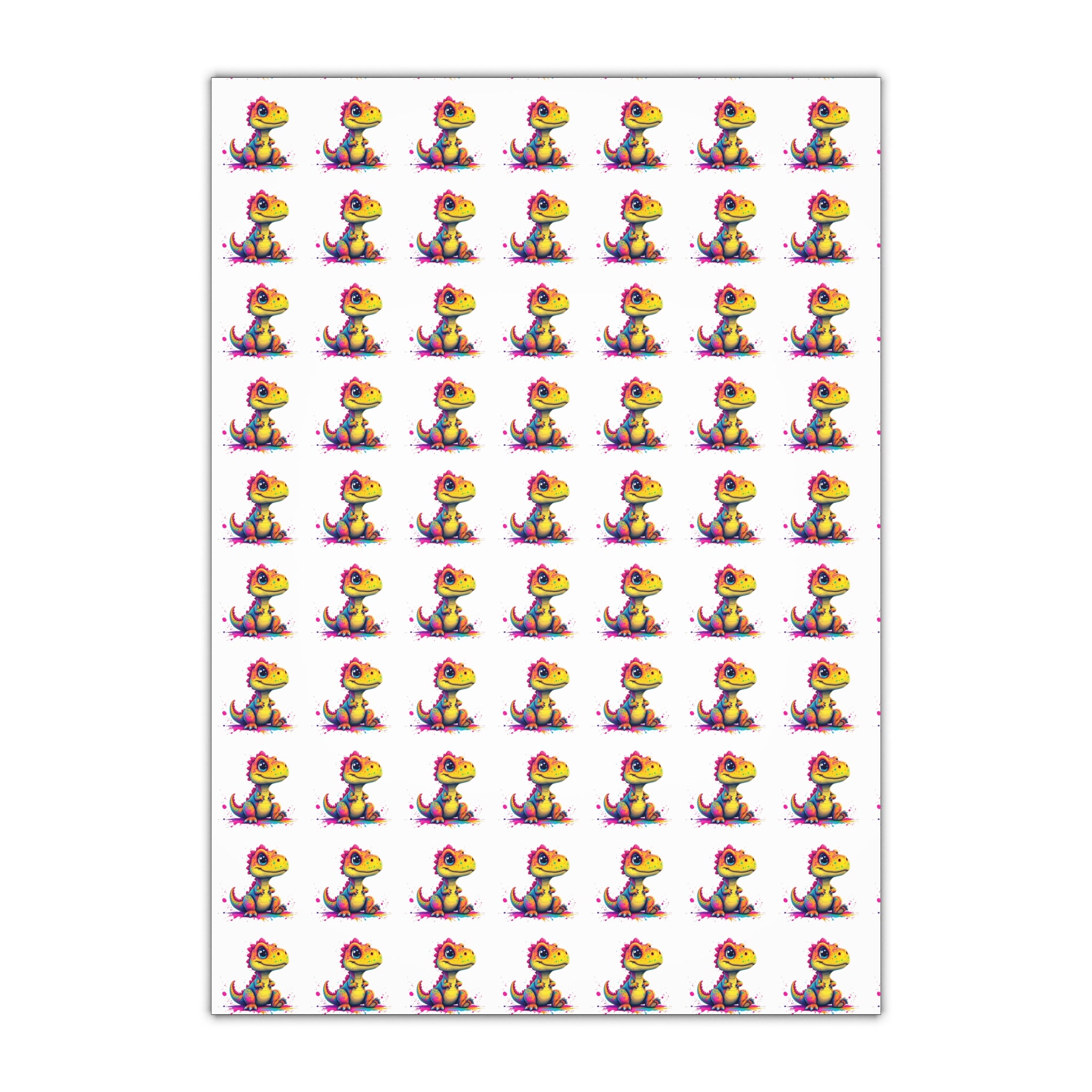 Colorful Dinosaur Gift Wrapping Paper Sheets - Perfect for Kids' Parties and Celebrations