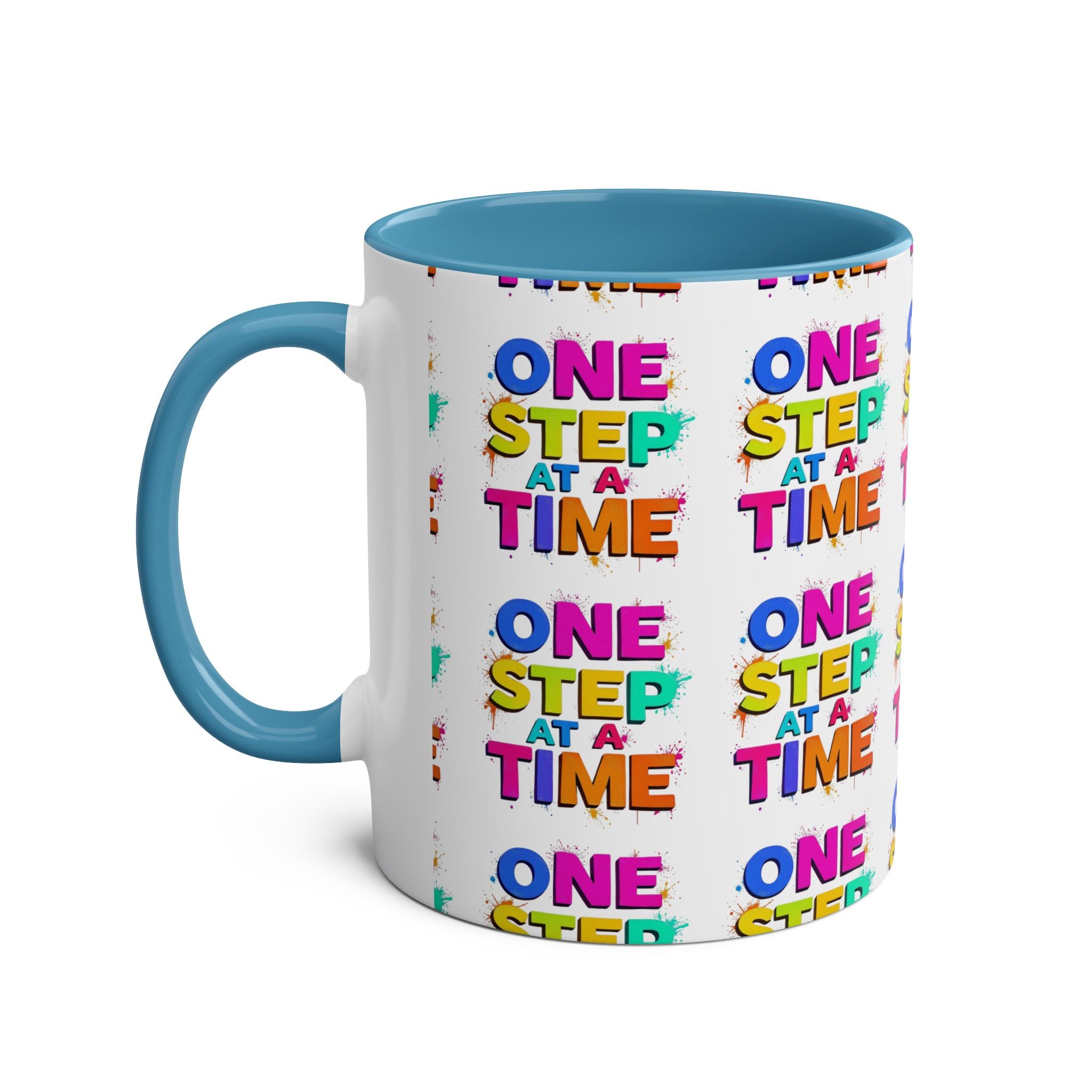 Motivational Two-Tone Coffee Mug - "One Step at a Time" - 11oz