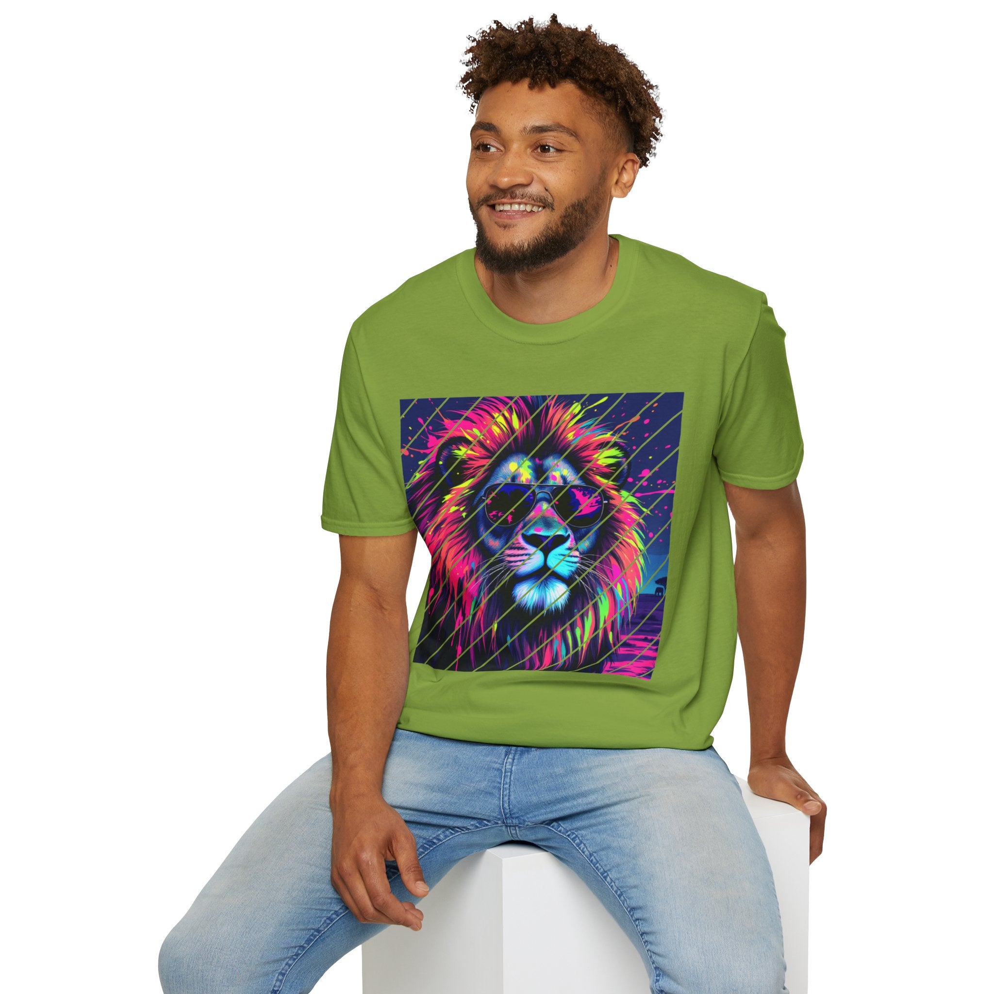 Vibrant Lion Graphic T-Shirt, Colorful Unisex Tee, Gift for Animal Lovers, Trendy Casual Wear, Perfect for Birthdays and Celebrations