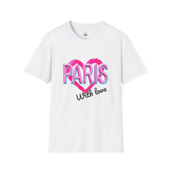 Paris with Love Unisex T-Shirt, Trendy Graphic Tee, Fashionable Gift, Casual Wear, Travel Souvenir, Unique Statement Shirt