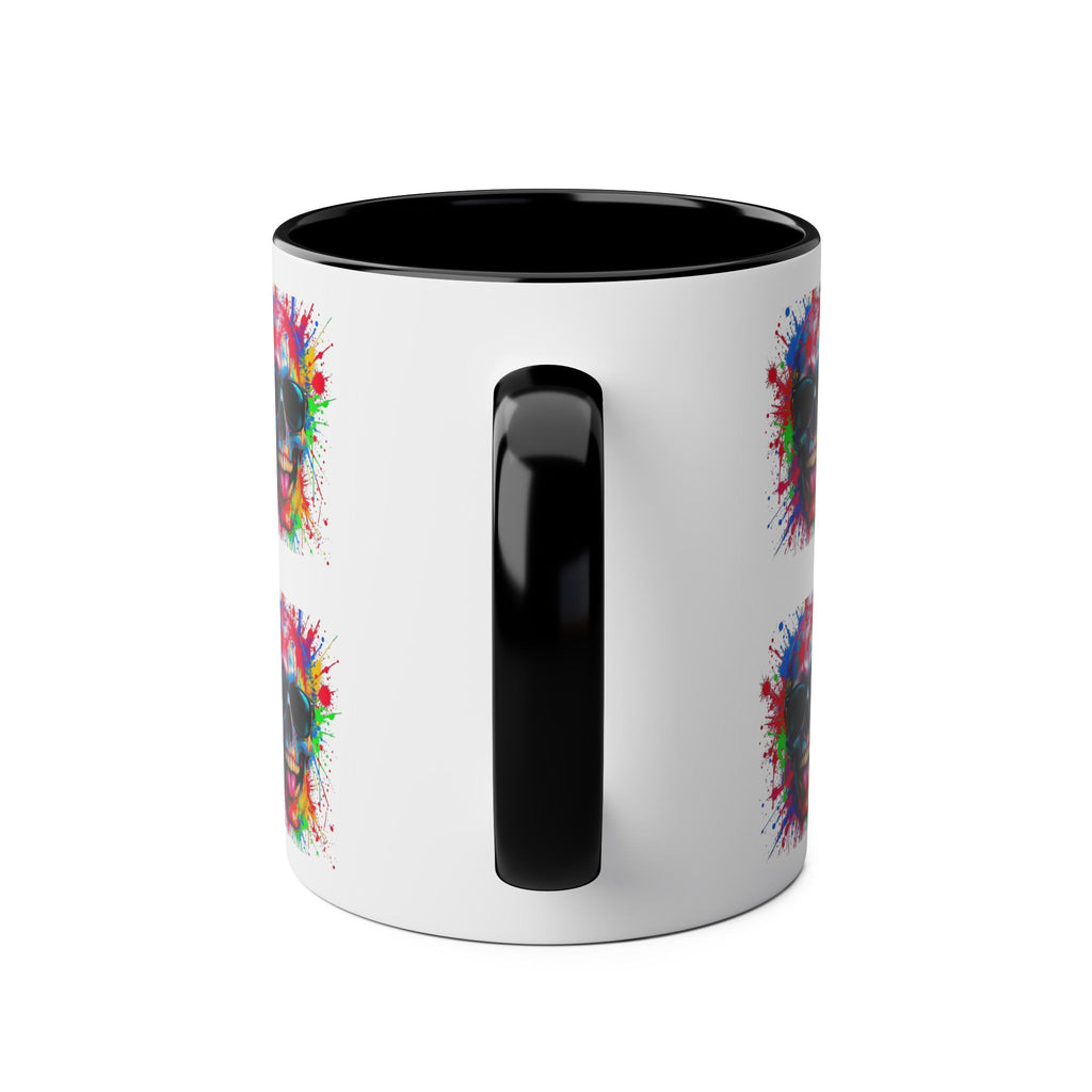 Vibrant Skull Artwork Coffee Mug - 11oz Two-Tone Design for Fun Enthusiasts