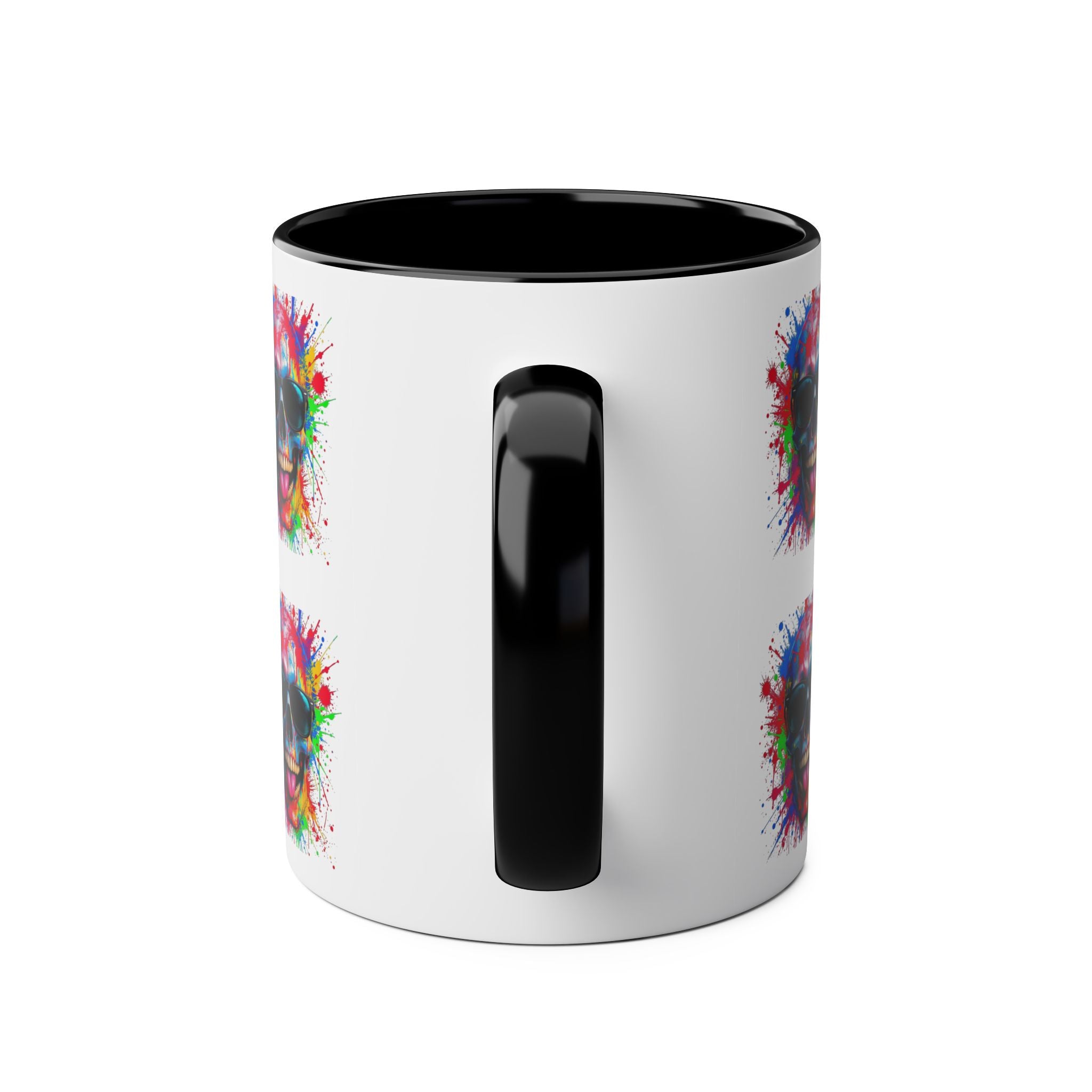 Vibrant Skull Artwork Coffee Mug - 11oz Two-Tone Design for Fun Enthusiasts