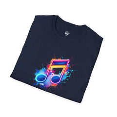 Musical Splash Unisex Softstyle T-Shirt | Gift for Music Lovers, Vibrant Art Tee, Trendy Music Shirt, Birthday Gift, Concert Wear