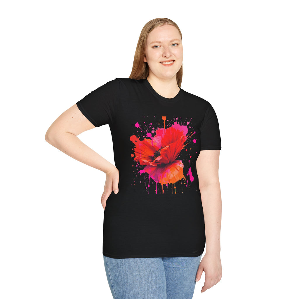 Vibrant Poppy Unisex T-Shirt, Colorful Art Tee, Summer Fashion, Gift for Nature Lovers, Casual Wear, Statement Piece