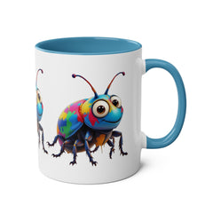 Colorful Beetle Two-Tone Coffee Mug - 11oz Fun and Whimsical Design
