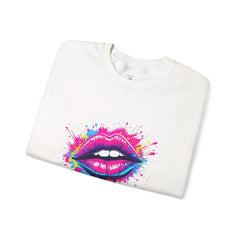 Colorful Kiss Graphic Unisex Crewneck Sweatshirt, Trendy Streetwear, Gift for Her, Cozy Fashion, Valentine's Day, Birthday Gift