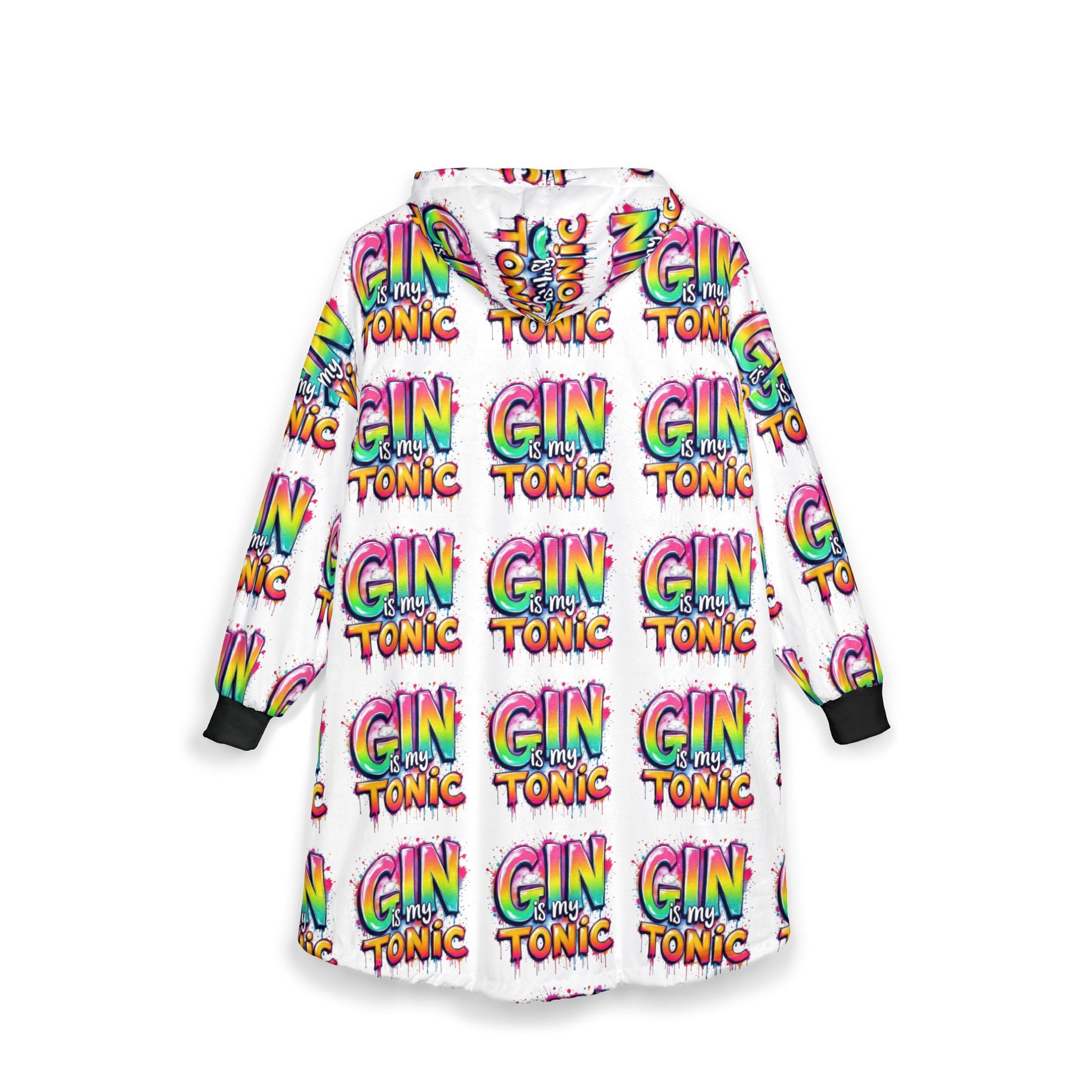 Colorful Gin & Tonic Unisex Hooded Blanket, Cozy Blanket for Cocktail Lovers, Fun Gift for Parties, Pajama Nights, Alcohol-Themed Apparel