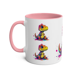 Colorful Dinosaur Two-Tone Coffee Mug - Cute 11oz Mug for Kids & Dino Lovers