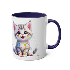 Cute Cat Two-Tone Coffee Mug for Cat Lovers