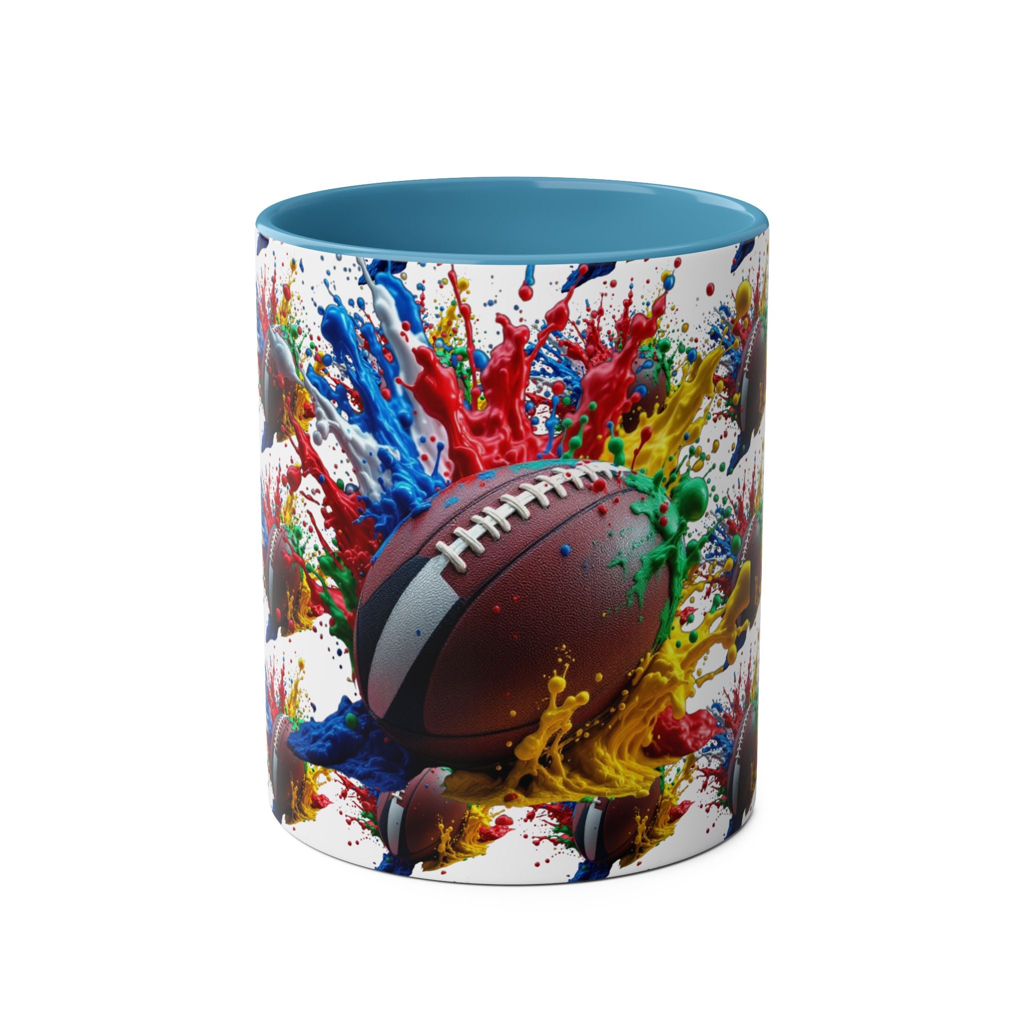 Vibrant Sports Coffee Mug, Colorful Football Design, Perfect Gift for Sports Fans, Game Day, Home Office, 11oz Two-Tone Mug