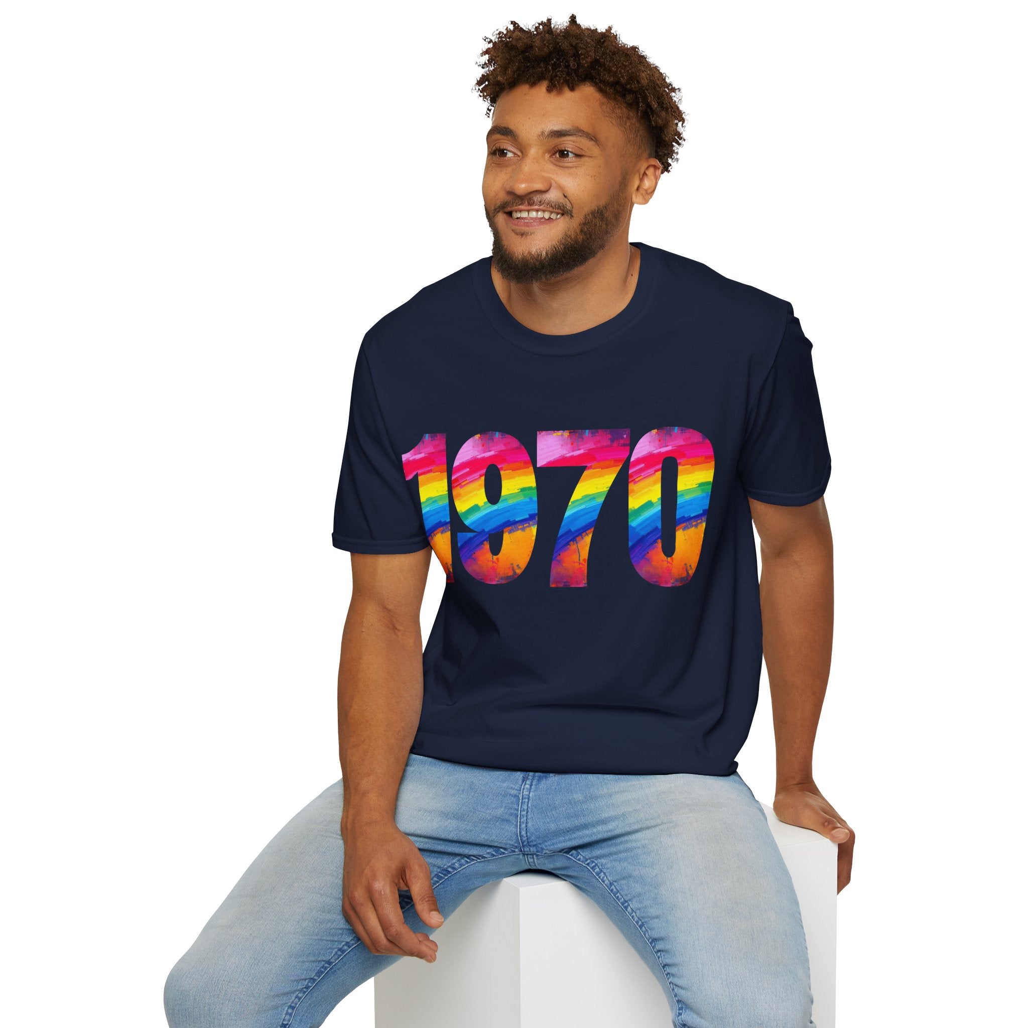 Retro 1970 Rainbow Unisex T-Shirt, Vintage Graphic Tee, LGBTQ Pride Apparel, Casual Streetwear, Gift Idea for Birthdays