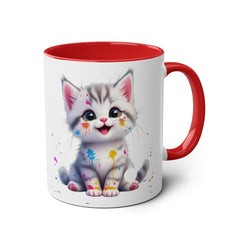 Cute Cat Two-Tone Coffee Mug for Cat Lovers