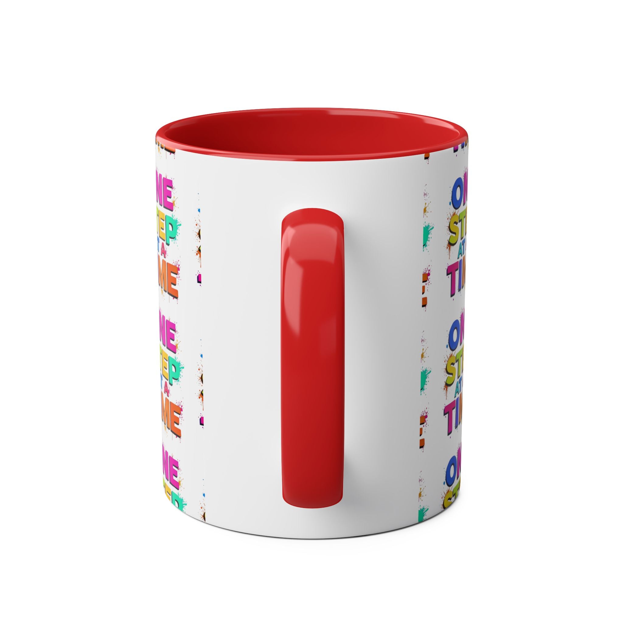 Motivational Two-Tone Coffee Mug - "One Step at a Time" - 11oz