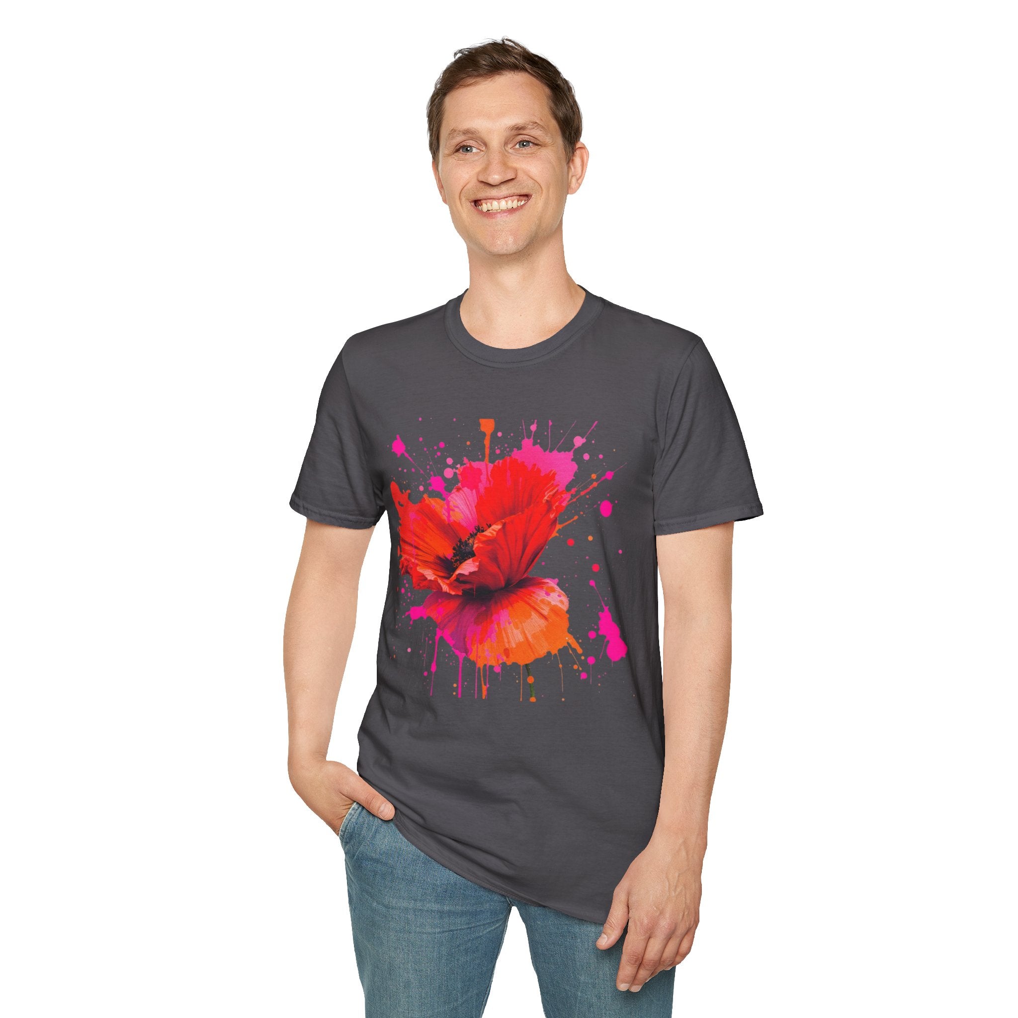 Vibrant Poppy Unisex T-Shirt, Colorful Art Tee, Summer Fashion, Gift for Nature Lovers, Casual Wear, Statement Piece