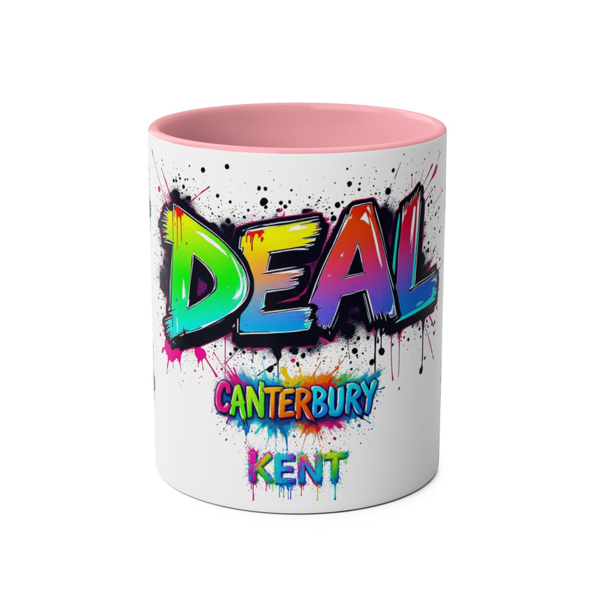 Colorful Graffiti Coffee Mug - 11oz Two-Tone "DEAL Canterbury"