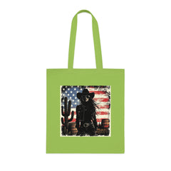 Western Cowboy Cotton Tote Bag, Bohemian Style Tote, USA Flag Design, Festival Accessory, Eco-Friendly Shopper