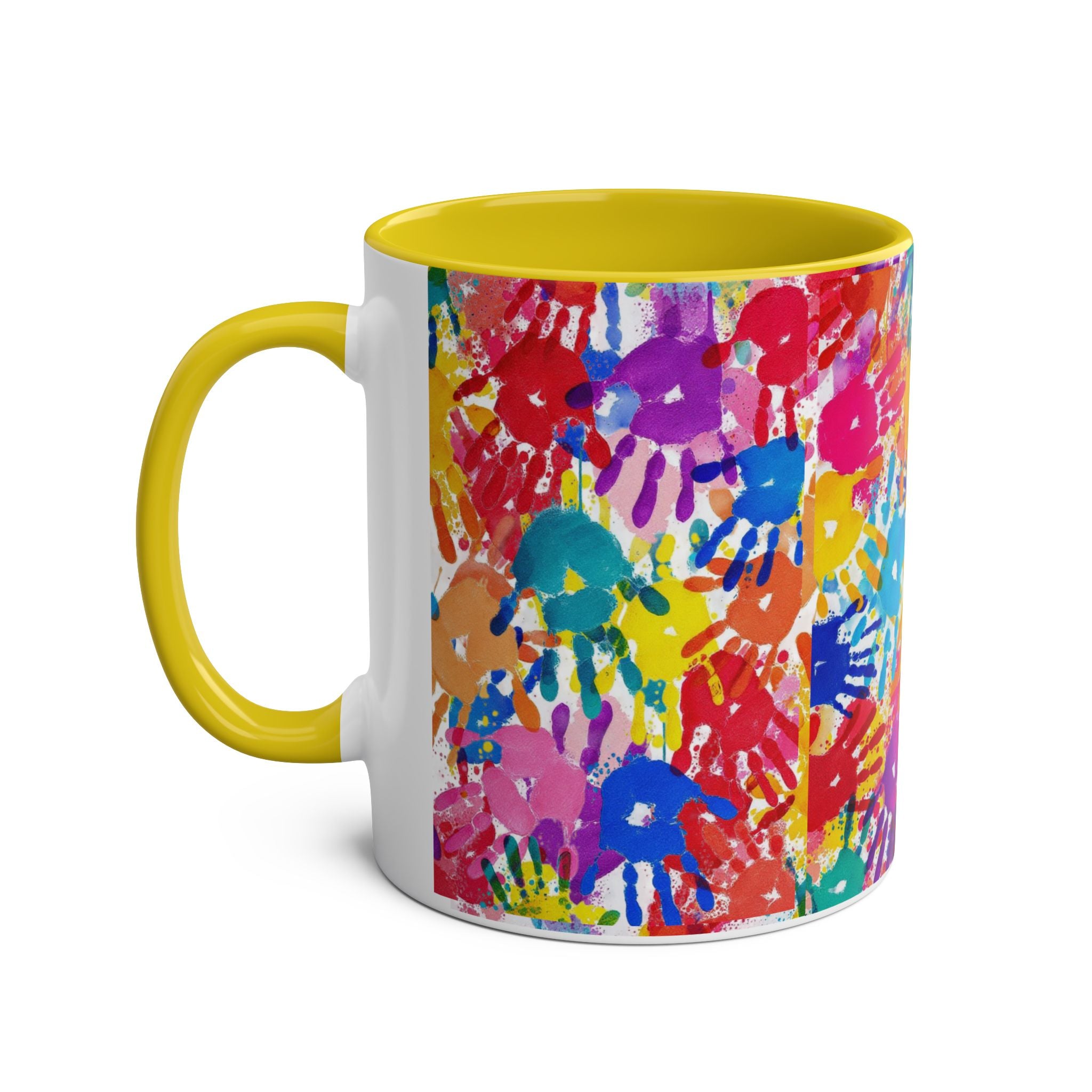 Vibrant Handprint Coffee Mug - 11oz Colorful Gift for Kids & Families