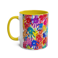 Vibrant Handprint Coffee Mug - 11oz Colorful Gift for Kids & Families
