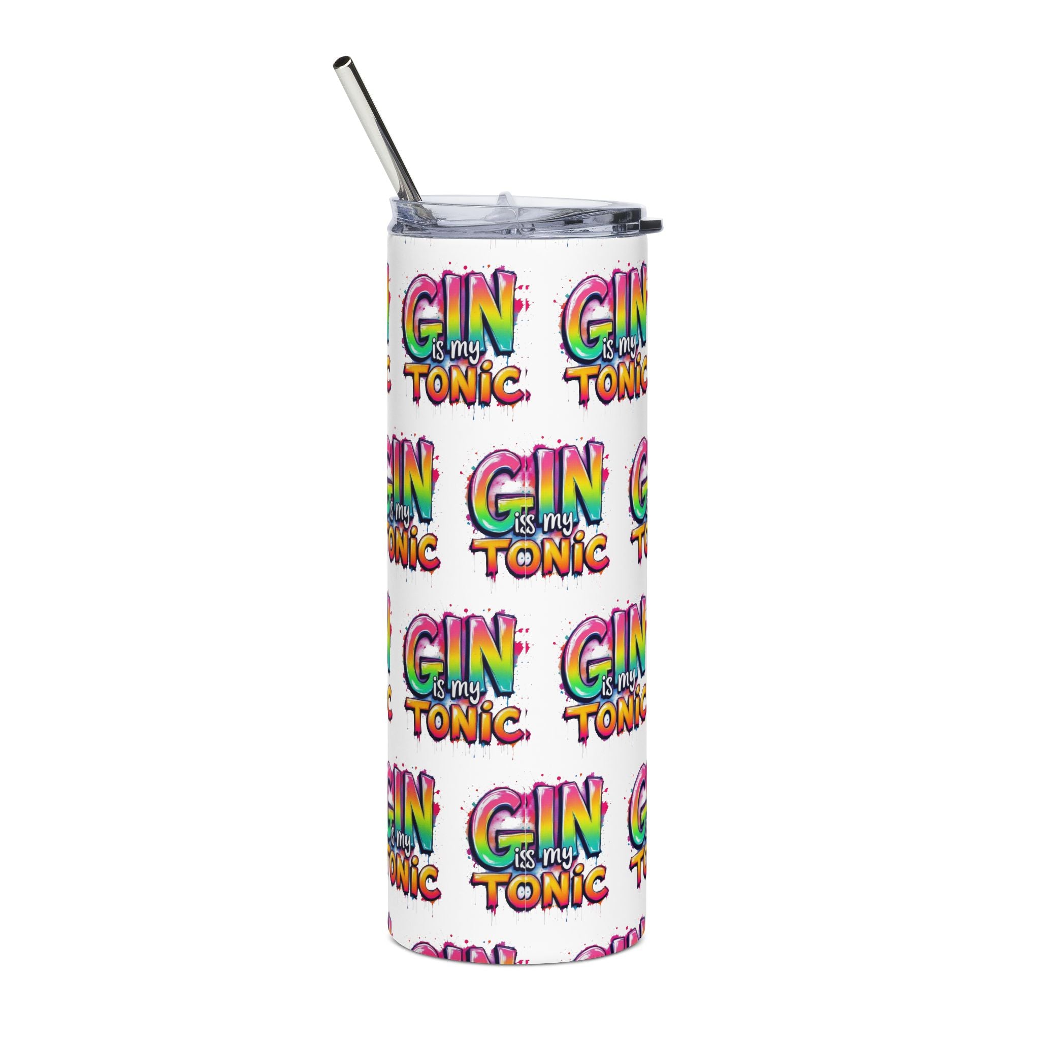 Colorful Gin Tonic Stainless Steel Tumbler - 20oz Travel Cup