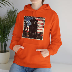 Western Cowboy Hoodie - Unisex Heavy Blend Sweatshirt, American Flag Design, Fashion Statement, Gift for Him, Cozy Apparel