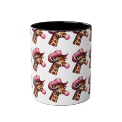 Fun Giraffe Coffee Mug, Whimsical Cup, Red Two-Tone Mug, Cute Gifts, Animal Lover Drinkware, Perfect for Birthdays, Unique Kitchen Decor