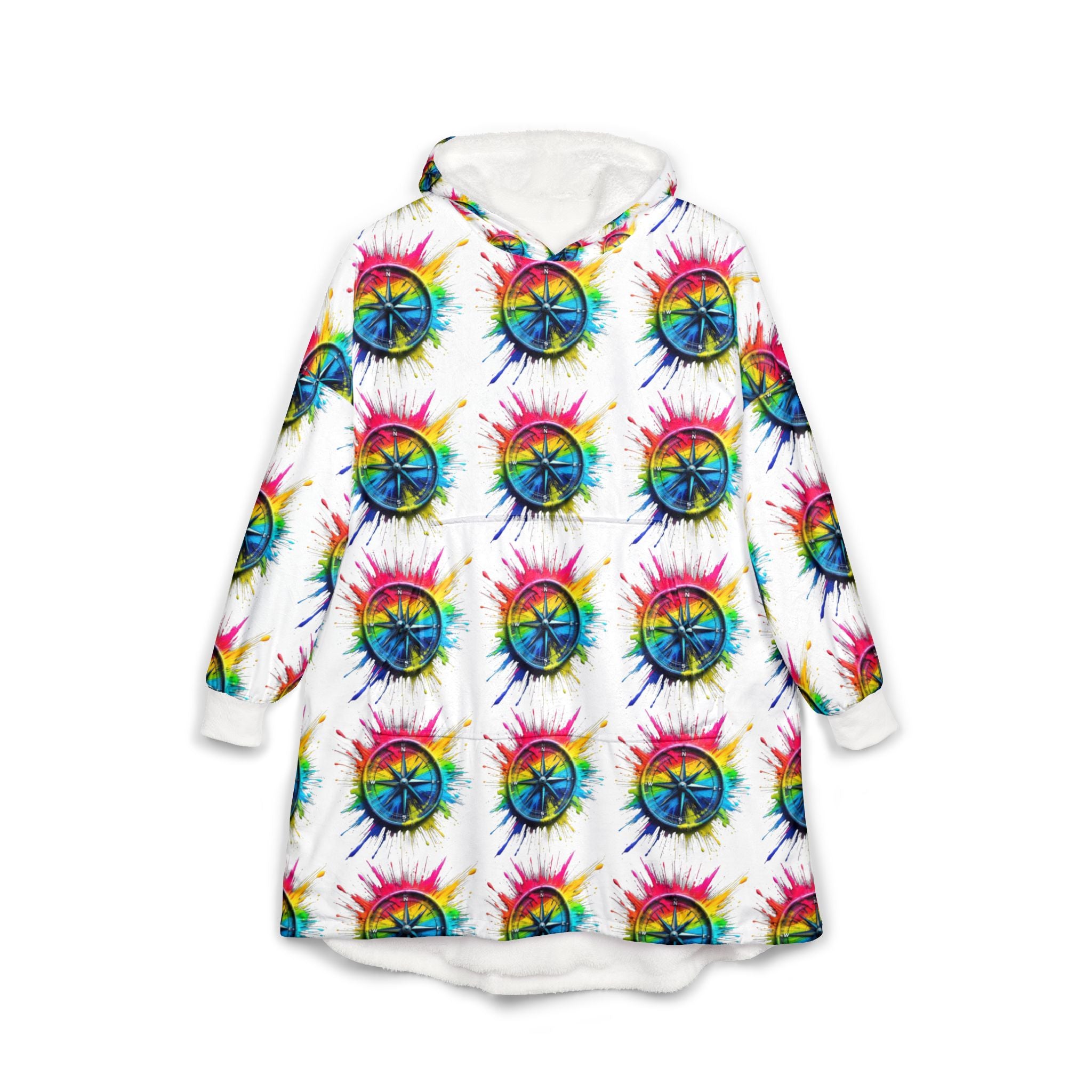 Colourful Compass Unisex Hooded Blanket for Cozy Comfort