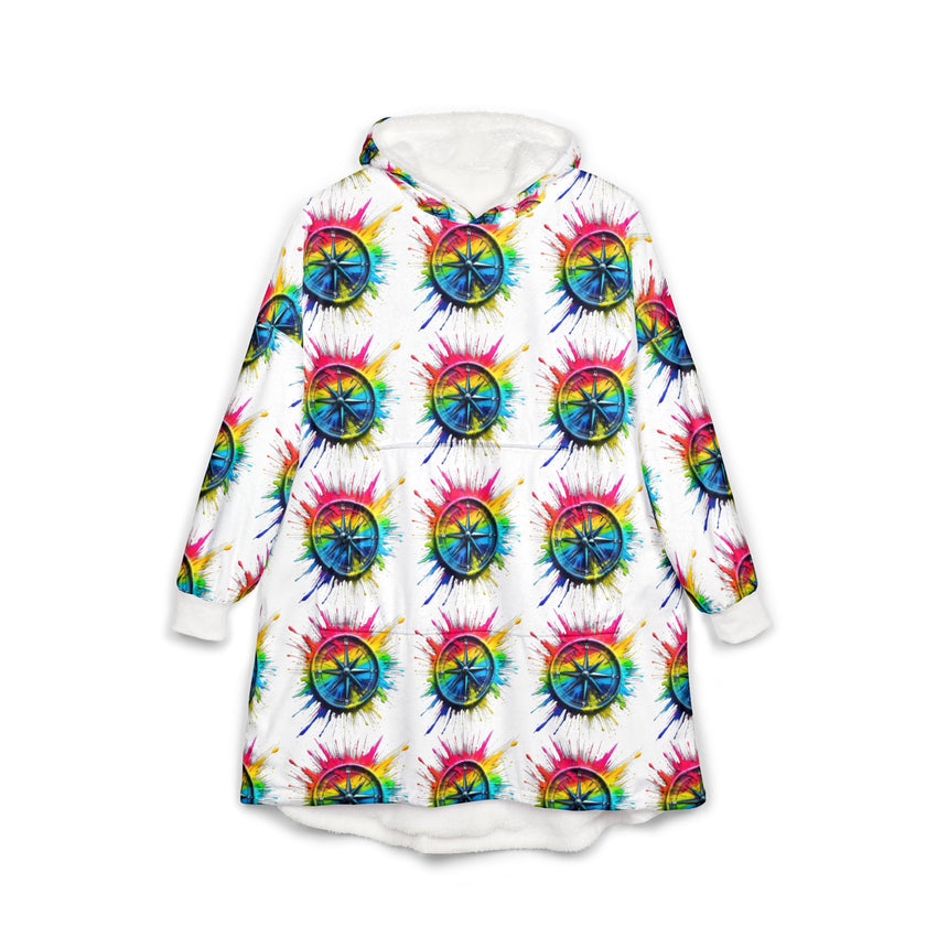 Colourful Compass Unisex Hooded Blanket for Cozy Comfort