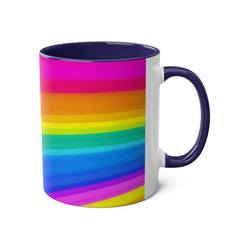 Vibrant Rainbow Two-Tone Coffee Mug - 11oz Colorful Drinkware