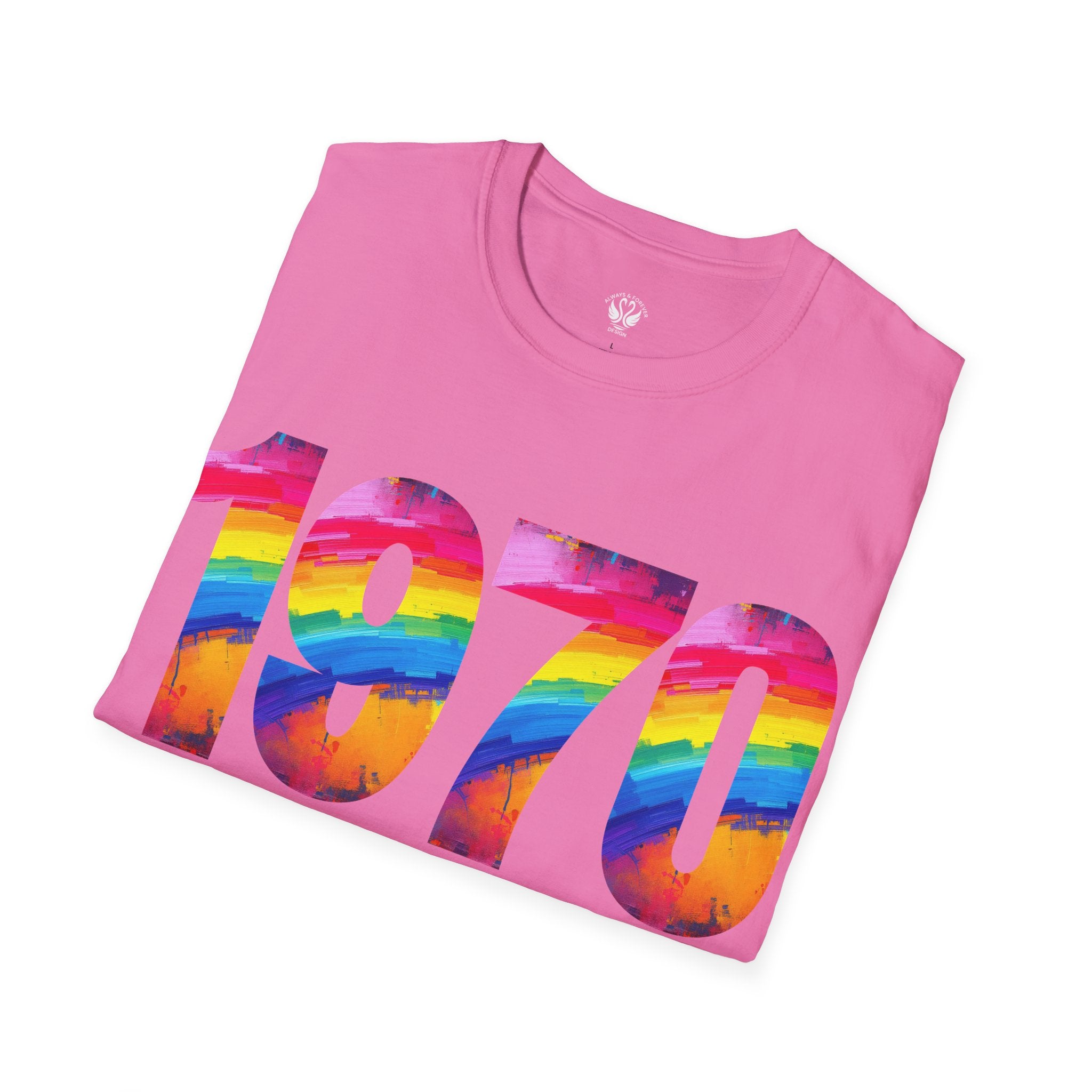 Retro 1970 Rainbow Unisex T-Shirt, Vintage Graphic Tee, LGBTQ Pride Apparel, Casual Streetwear, Gift Idea for Birthdays